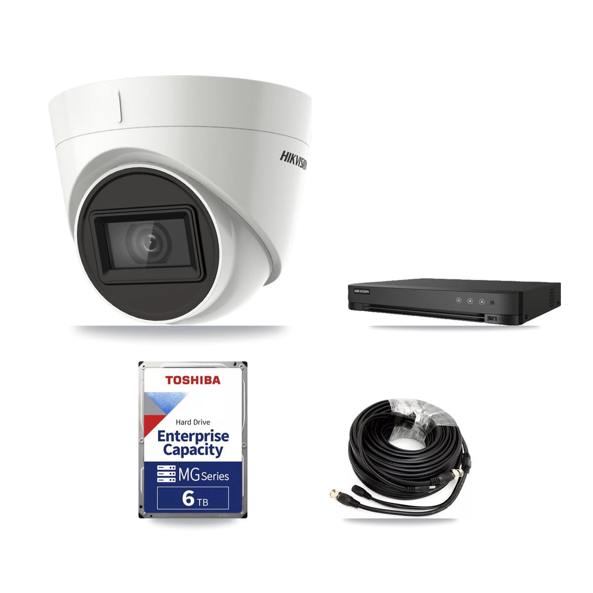 Hikvision 8-Channel 4K CCTV Kit — 2 DS-2CE78U1T Turret Cameras + 6TB Recording (IDS-7208HUHI Recorder) - Image 1