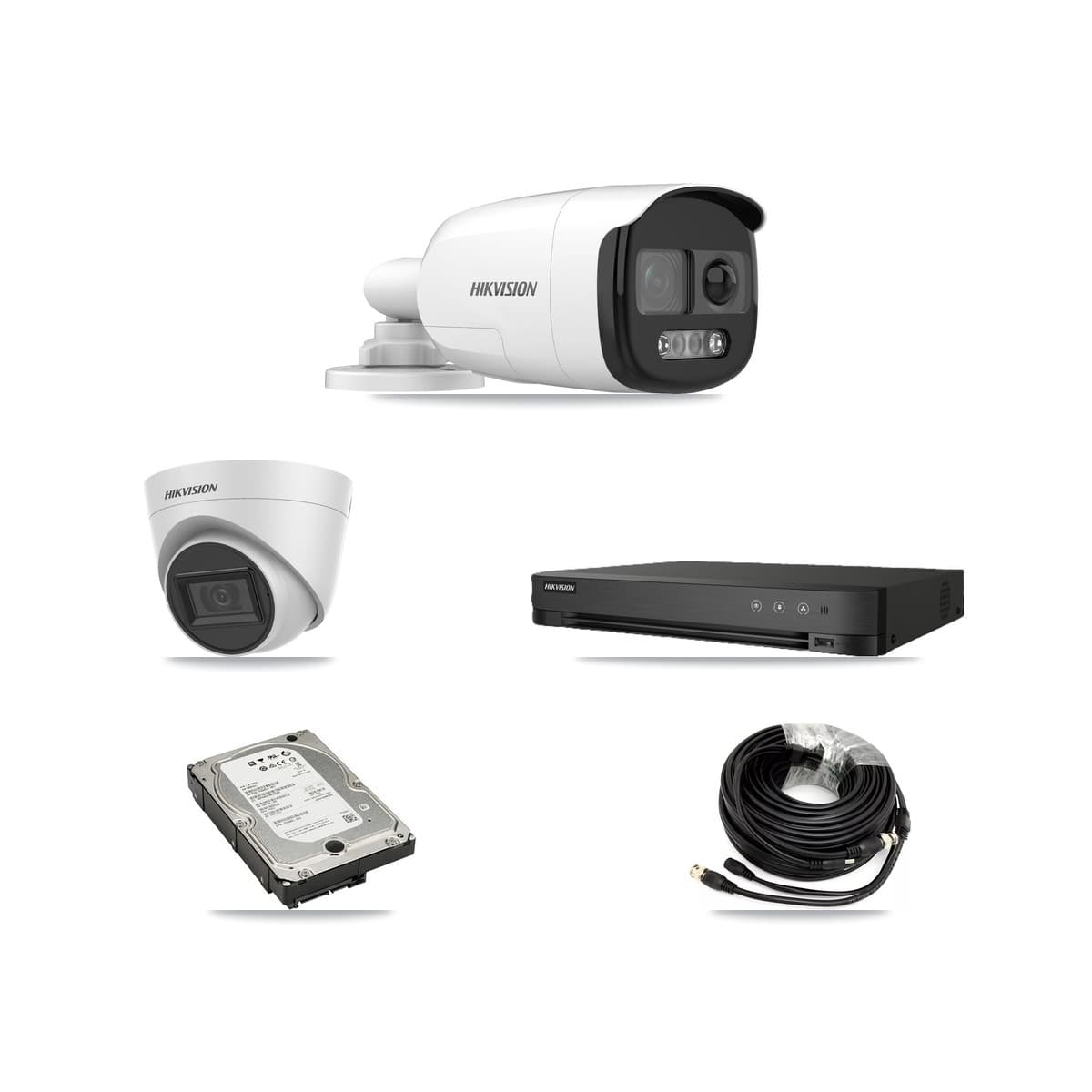 Hikvision 8-Channel 5MP CCTV Kit — 2 Bullet + 2 White Turret Cameras + 5TB Recording - Image 1