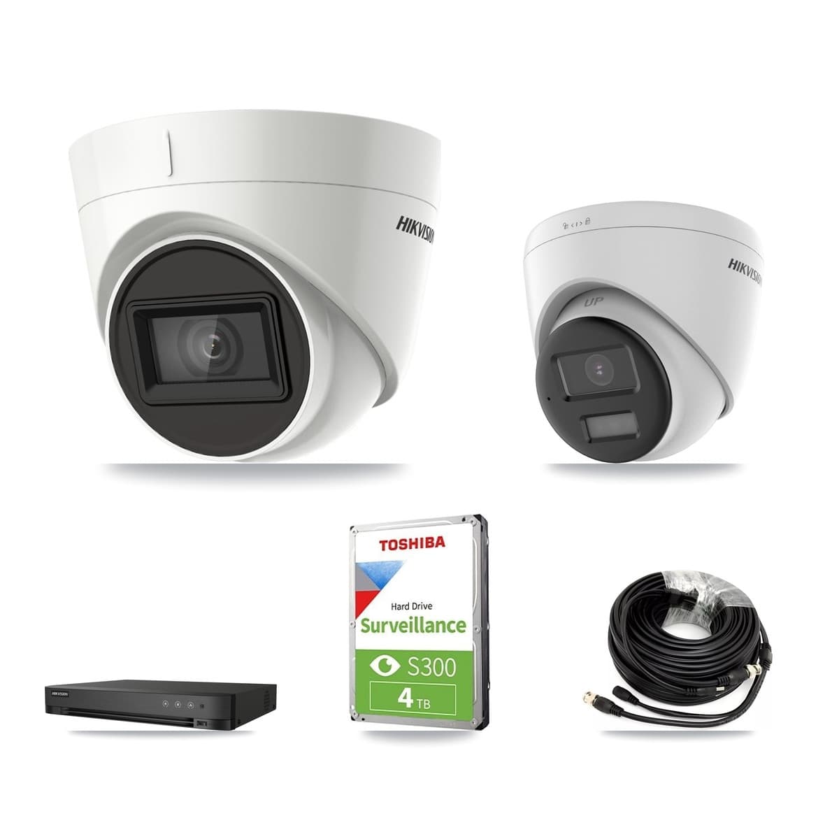 Hikvision 4-Channel 4K CCTV Kit — 1 DS-2CE78U0T + 3 DS-2CE78U1T Turret Cameras + 4TB Recording - Image 1