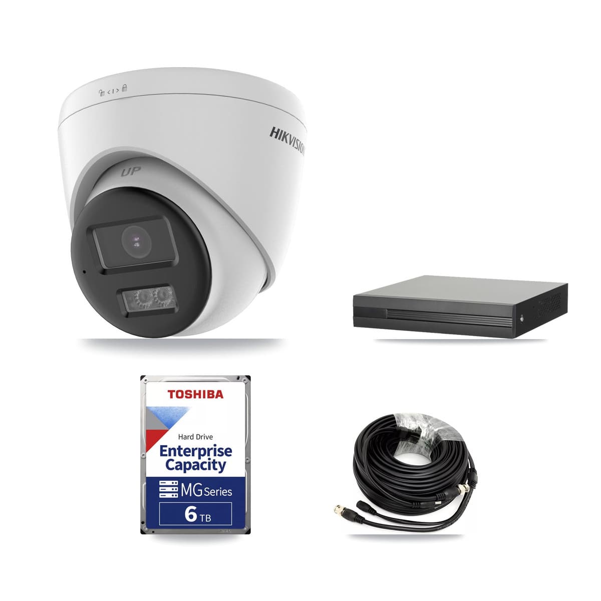 Hikvision 8-Channel 5MP CCTV Kit — 4 DS-2CE78K0T-LTS Turret Cameras + 6TB Recording (XVR-3108HS-5MP-LITE Recorder) - Image 1