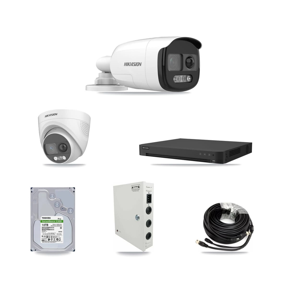 Hikvision 32-Channel 5MP CCTV Kit — 8 DS-2CE12KF3T Bullet + 8 DS-2CE72KF3T Turret Cameras + 2× 10TB Recording (IDS-7232HQHI Recorder) - Image 1