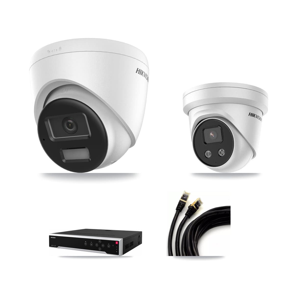 Hikvision 32-Channel 5MP – 4K CCTV Kit — 2 DS-2CD1383G2-LIUF/SL 4K + 2 DS-2CD3356G2-ISU 5MP Turret Cameras + 8TB Recording (DS-7732NI-M4/24P Recorder) - Image 1
