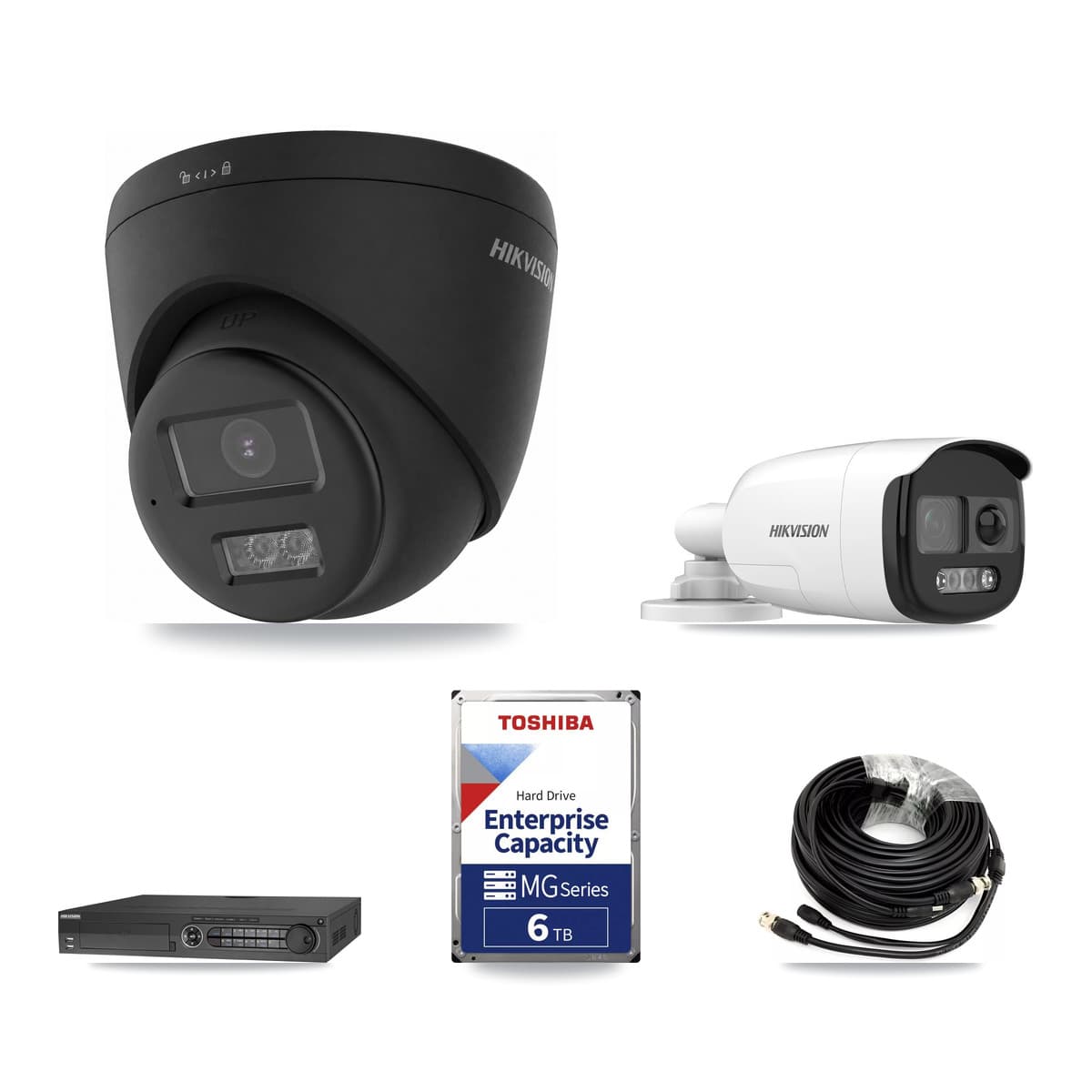 Hikvision 32-Channel 5MP – 4K CCTV Kit — 2 5MP Bullet + 6 Black 4K Turret Cameras + 3× 6TB Recording - Image 1