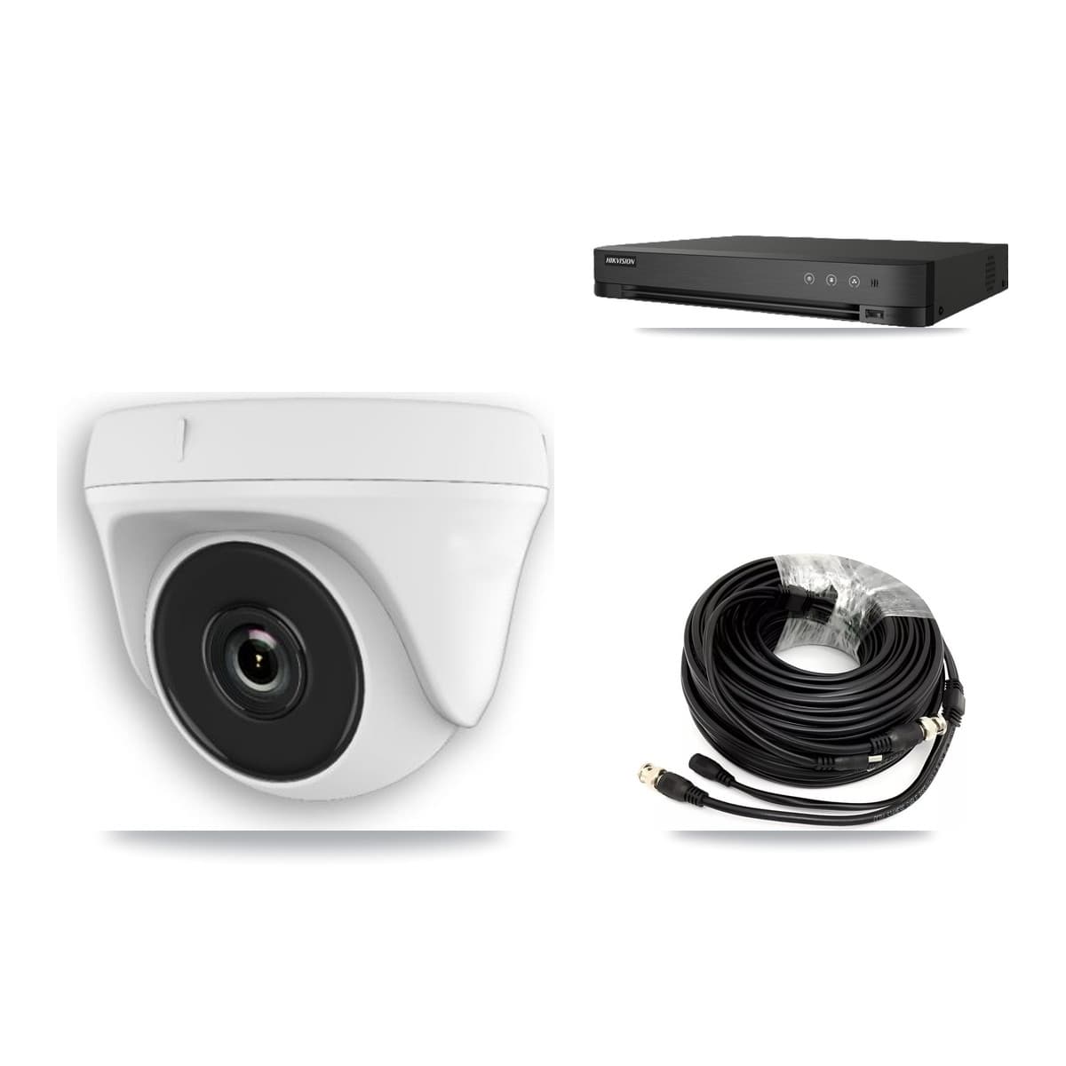 Hikvision 4-Channel 2MP CCTV Kit — 4 White Dome Cameras + 3TB Recording (DS-7204HGHI Recorder) - Image 1