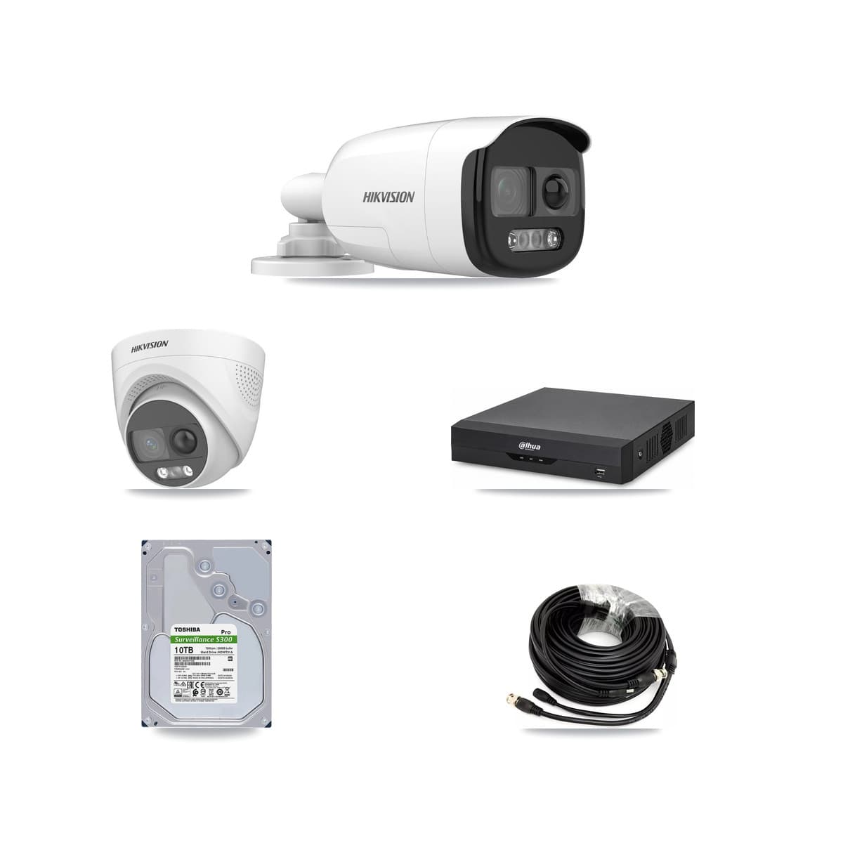 Hikvision & Dahua 4-Channel 5MP CCTV Kit — 2 DS-2CE12KF3T Bullet + 2 DS-2CE72KF3T Turret Cameras + 10TB Recording - Image 1