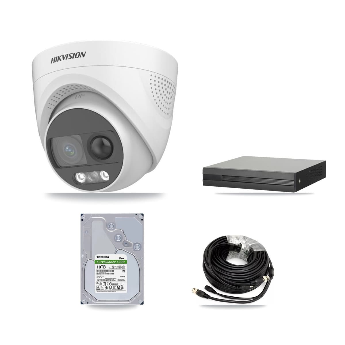 Hikvision 16-Channel 5MP CCTV Kit — 8 DS-2CE72KF3T Turret Cameras + 10TB Recording (XVR-3116HS Recorder) - Image 1
