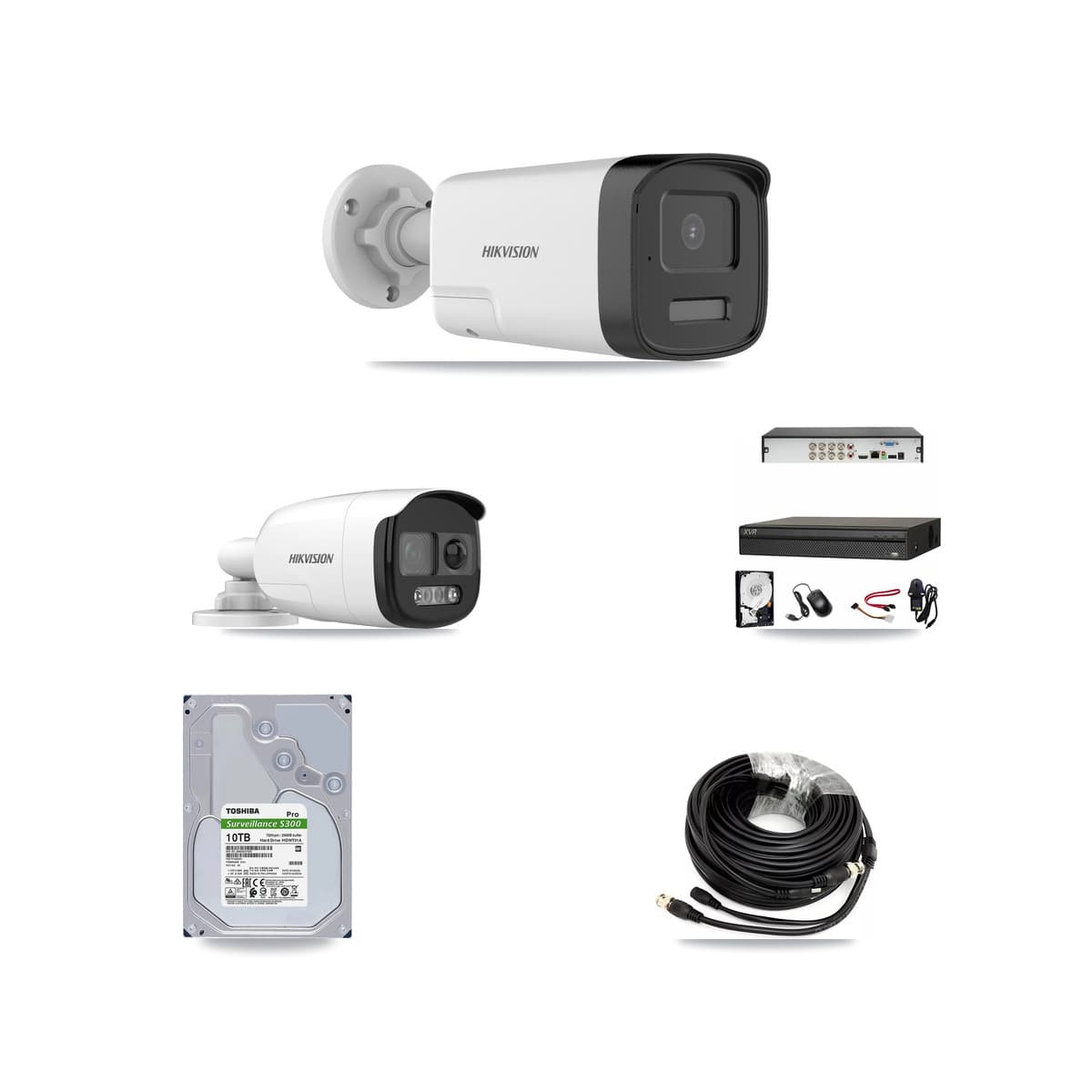 Hikvision & Dahua 8-Channel 5MP CCTV Kit — 1 DS-2CE12KF3T + 3 DS-2CE17K0T Bullet Cameras + 10TB Recording - Image 1