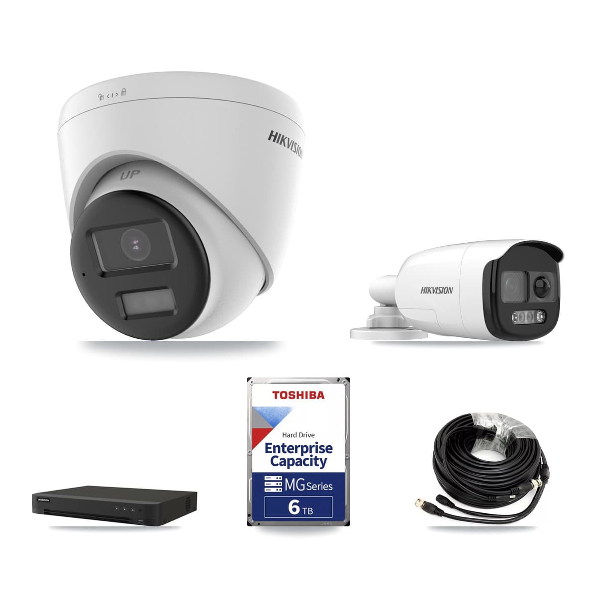 Hikvision 16-Channel 5MP CCTV Kit — 1 DS-2CE12KF3T-PIRXO Bullet + 4 DS-2CE78K0T-LPTS Turret Cameras + 6TB Recording (IDS-7216HQHI-M1/XT Recorder) - Image 1