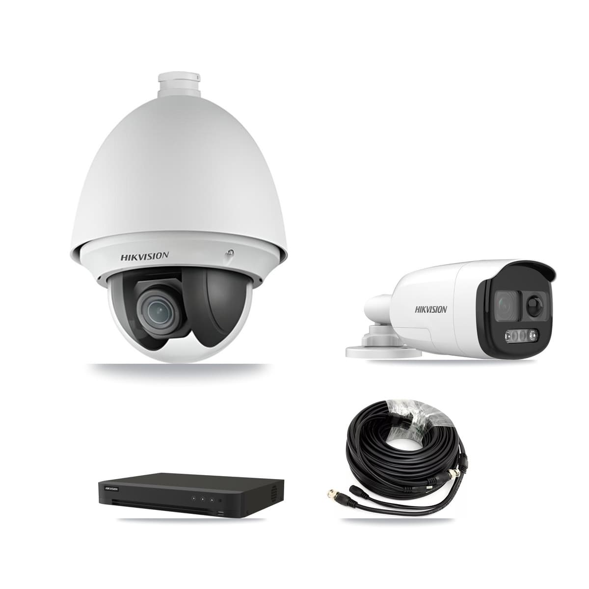 Hikvision 16-Channel 2MP – 5MP CCTV Kit — 1 DS-2AE4225T 2MP PTZ + 1 DS-2CE12KF3T 5MP Bullet Cameras + 2TB Recording (IDS-7216HQHI Recorder) - Image 1