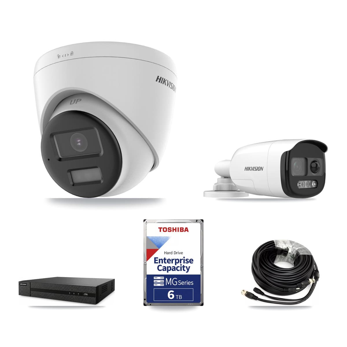 Hikvision 8-Channel 5MP – 4K CCTV Kit — 1 5MP Bullet + 2 4K Turret Cameras + 6TB Recording (DVR-8CH Recorder) - Image 1