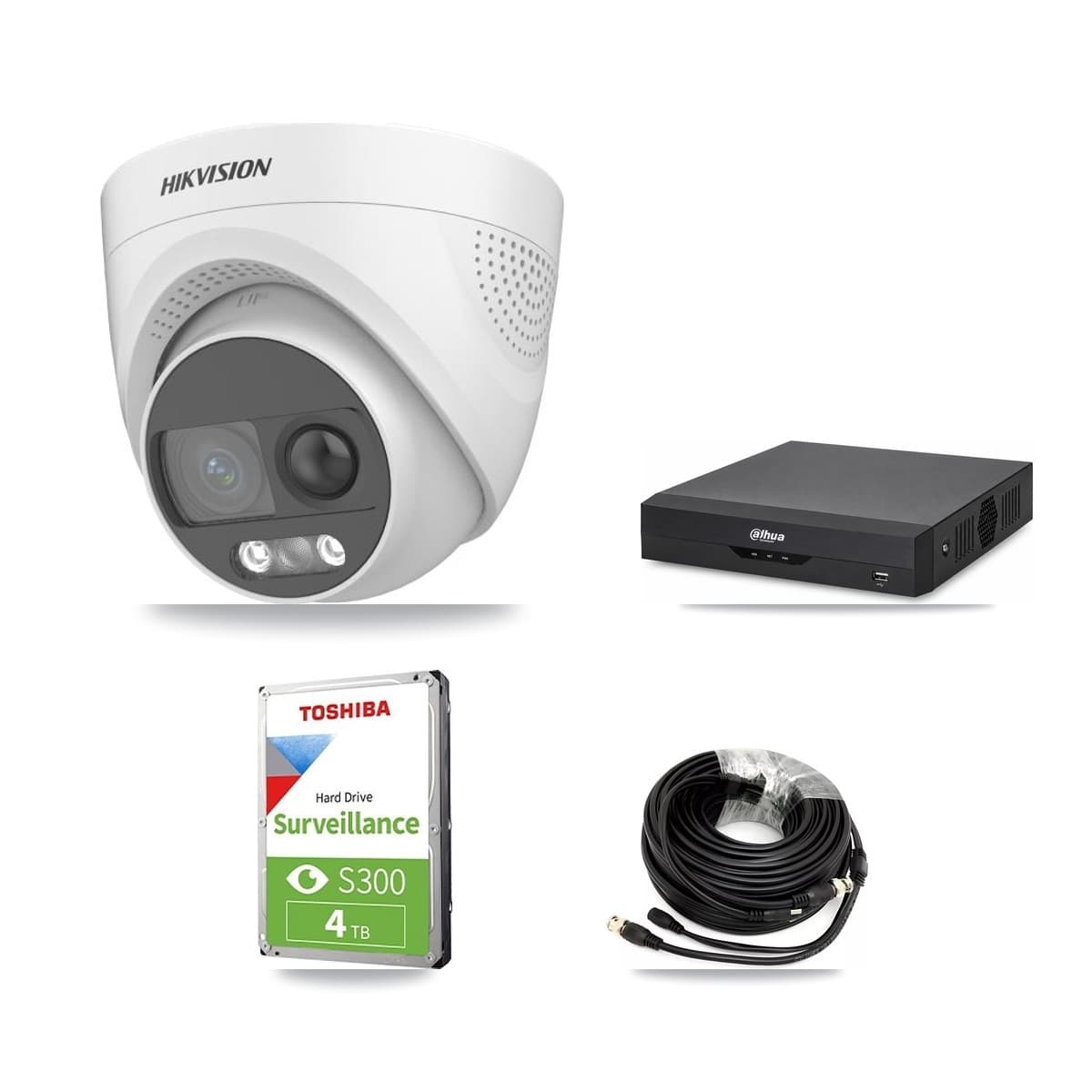 Hikvision & Dahua 4-Channel 5MP CCTV Kit — 3 DS-2CE72KF3T Turret Cameras + 4TB Recording - Image 1