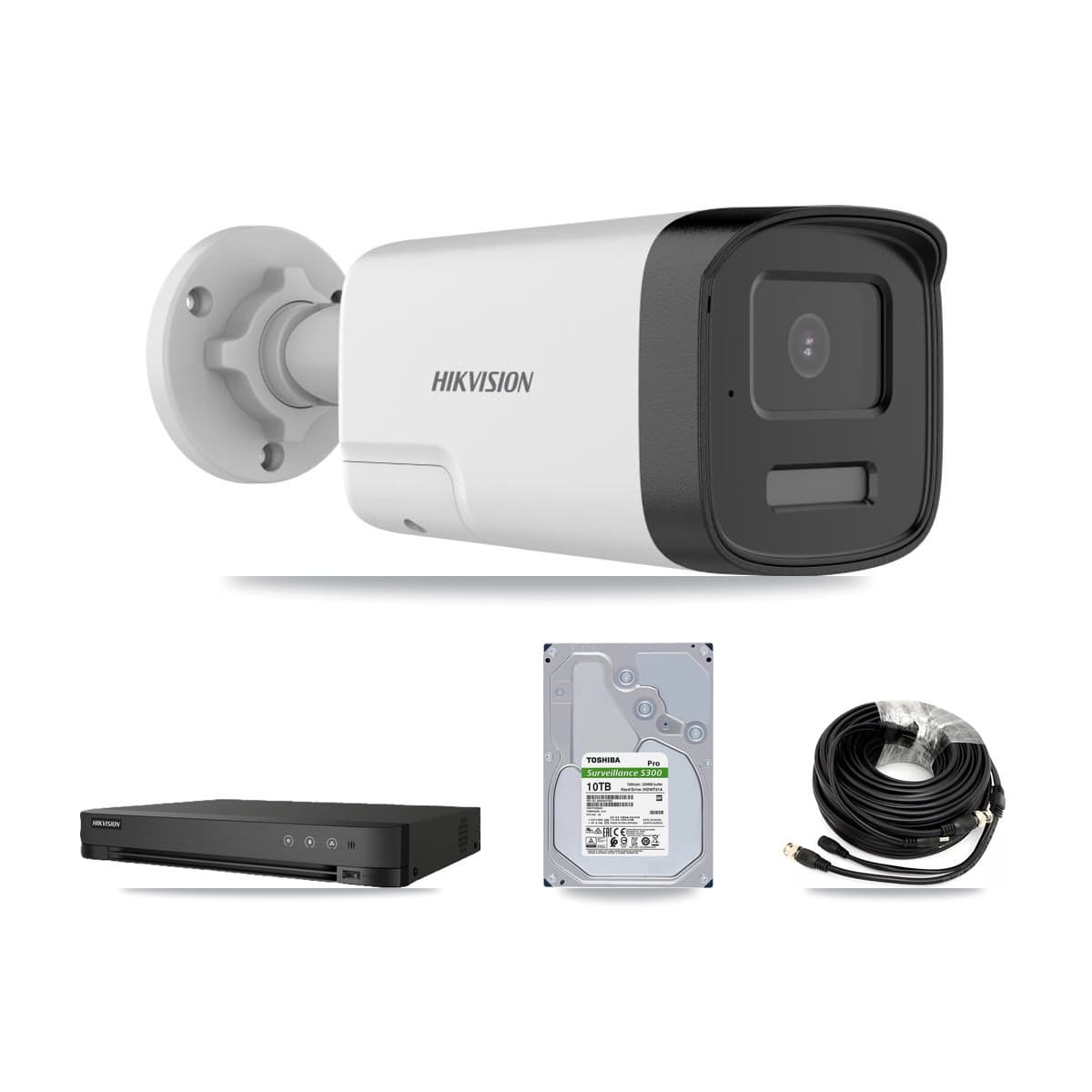 Hikvision 8-Channel 5MP CCTV Kit — 4 DS-2CE17K0T Bullet Cameras + 10TB Recording (IDS-7208HUHI Recorder) - Image 1