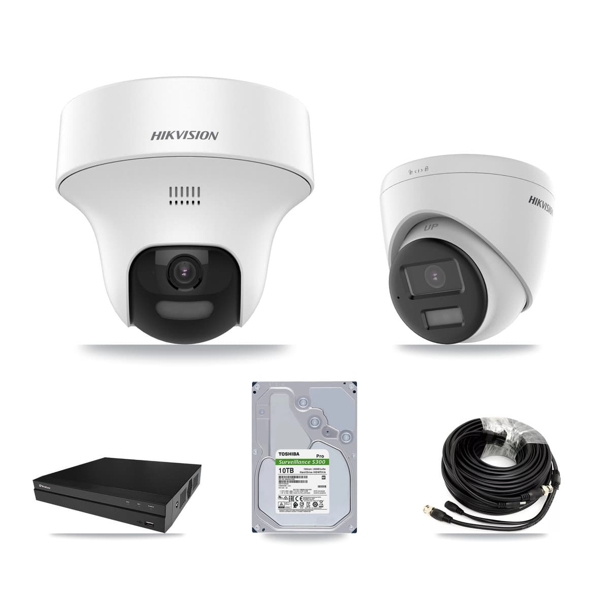 Hikvision & Prolux 8-Channel 5MP CCTV Kit — 6 DS-2CE70K0T + 1 DS-2CE78K0T Turret Cameras + 10TB Recording (PXD-5208AN Recorder) - Image 1