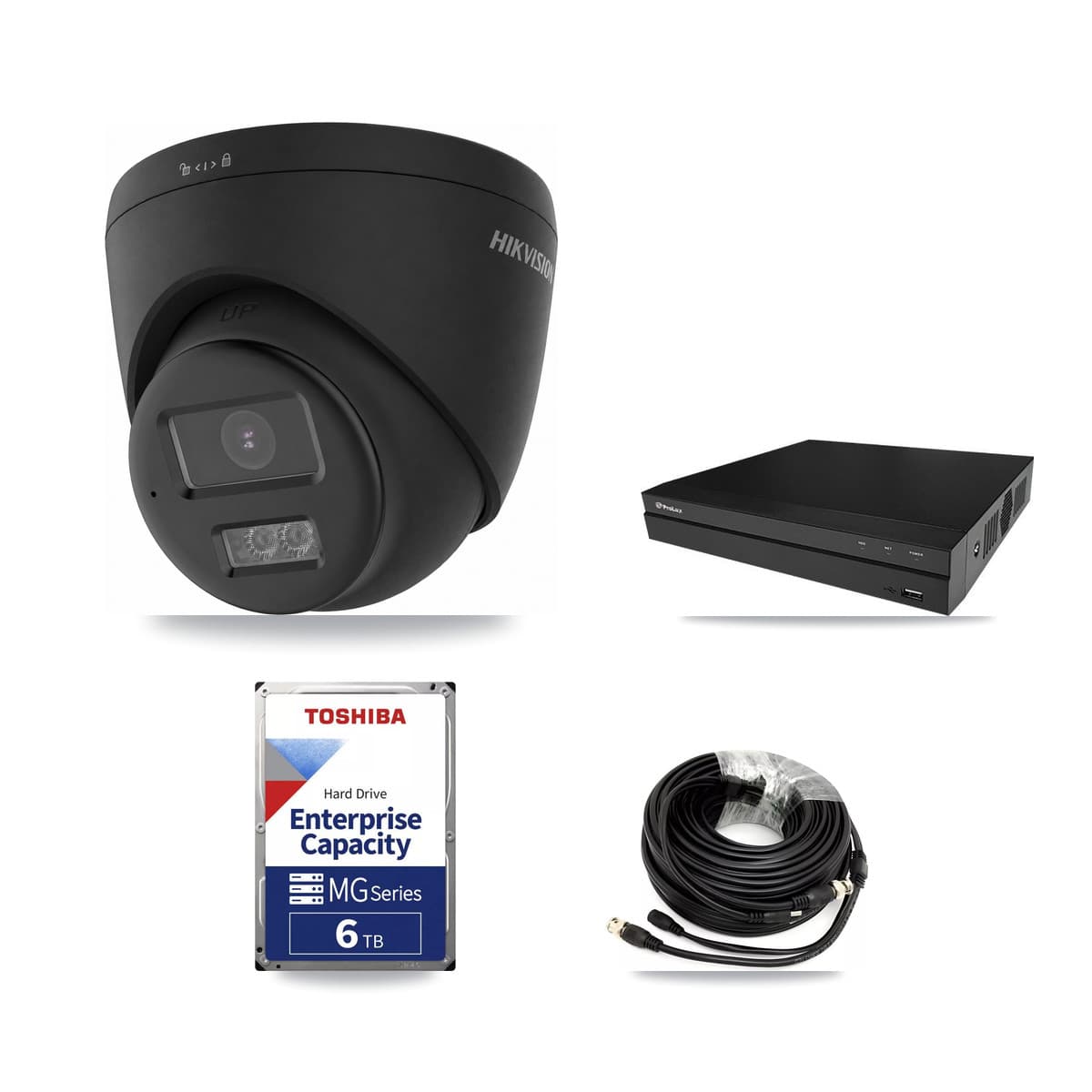 Hikvision & Prolux 8-Channel 4K CCTV Kit — 6 Black Turret Cameras + 6TB Recording - Image 1