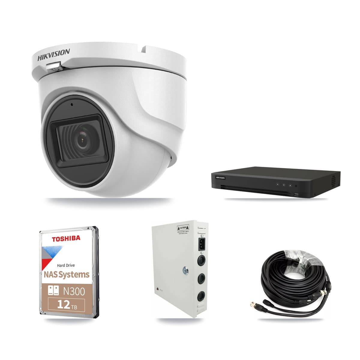 Hikvision 16-Channel 5MP CCTV Kit — 12 DS-2CE76H0T Turret Cameras + 12TB Recording - Image 1