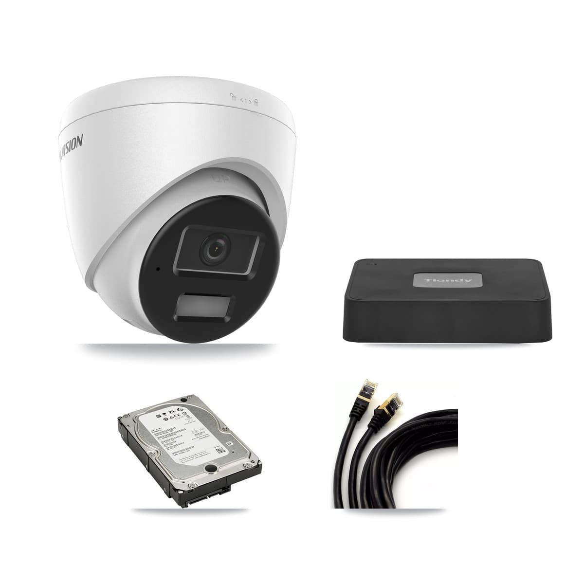 Hikvision & Tiandy 4-Channel 4MP – 5MP CCTV Kit — 3 DS-2CD1343G2 4MP Turret + 1 LWA28PW-C3 5MP Dome Cameras + 5TB Recording - Image 1