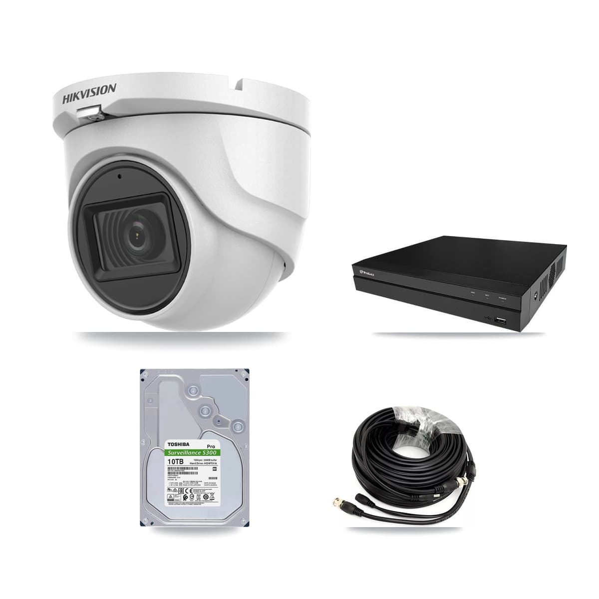 Hikvision & Prolux 8-Channel 5MP CCTV Kit — 8 DS-2CE76H0T Turret Cameras + 10TB Recording (PXD-5208AN Recorder) - Image 1