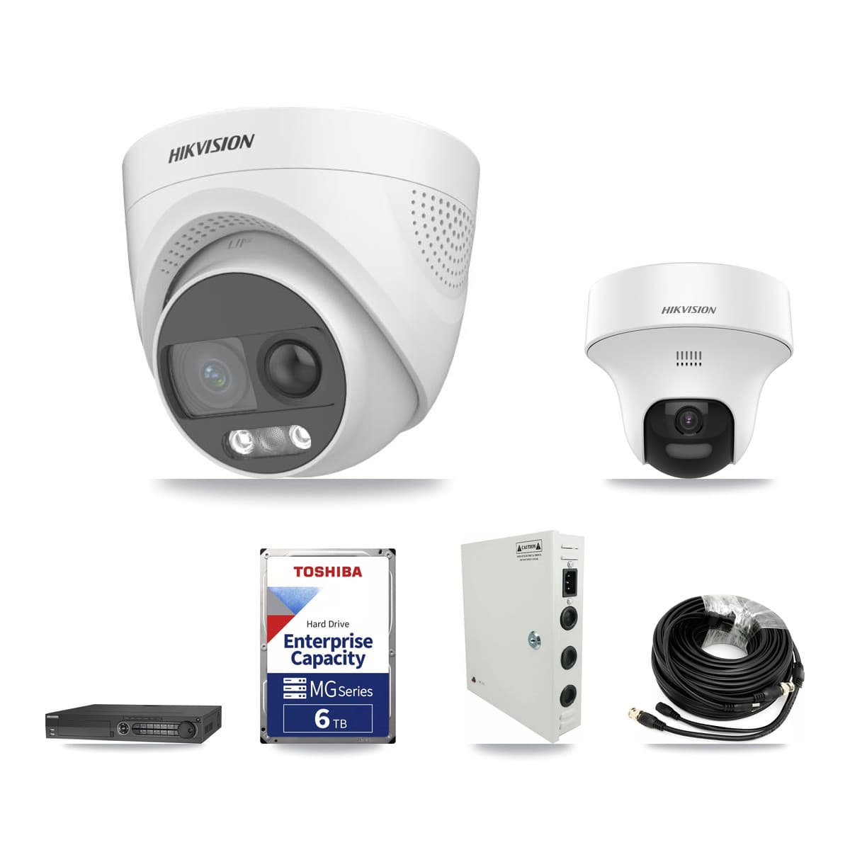 Hikvision 32-Channel 5MP CCTV Kit — 4 DS-2CE70K0T + 10 DS-2CE72KF3T Turret Cameras + 3× 6TB Recording - Image 1