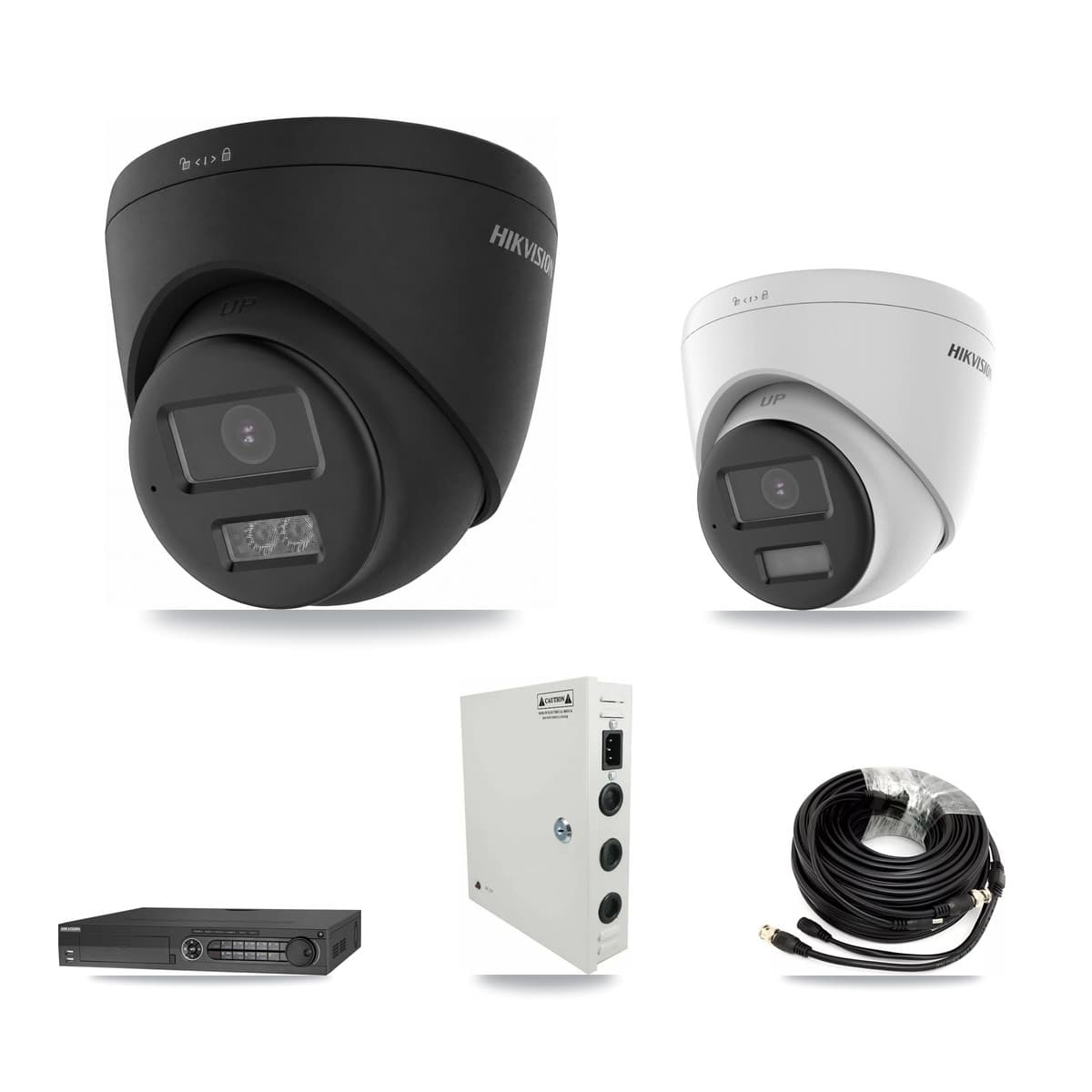 Hikvision 32-Channel 5MP – 4K CCTV Kit — 10 DS-2CE78K0T-LPTS 5MP + 21 Black DS-2CE78U0T-LTS-BLACK 4K Turret Cameras + 2× 8TB Recording (IDS-7332HUHI-M4/S Recorder) - Image 1
