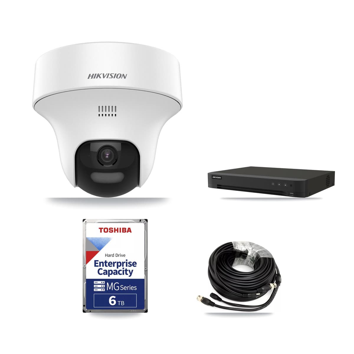 Hikvision 8-Channel 5MP CCTV Kit — 5 DS-2CE70K0T-PTLTS Turret Cameras + 6TB Recording (IDS-7208HUHI-M1/XT Recorder) - Image 1