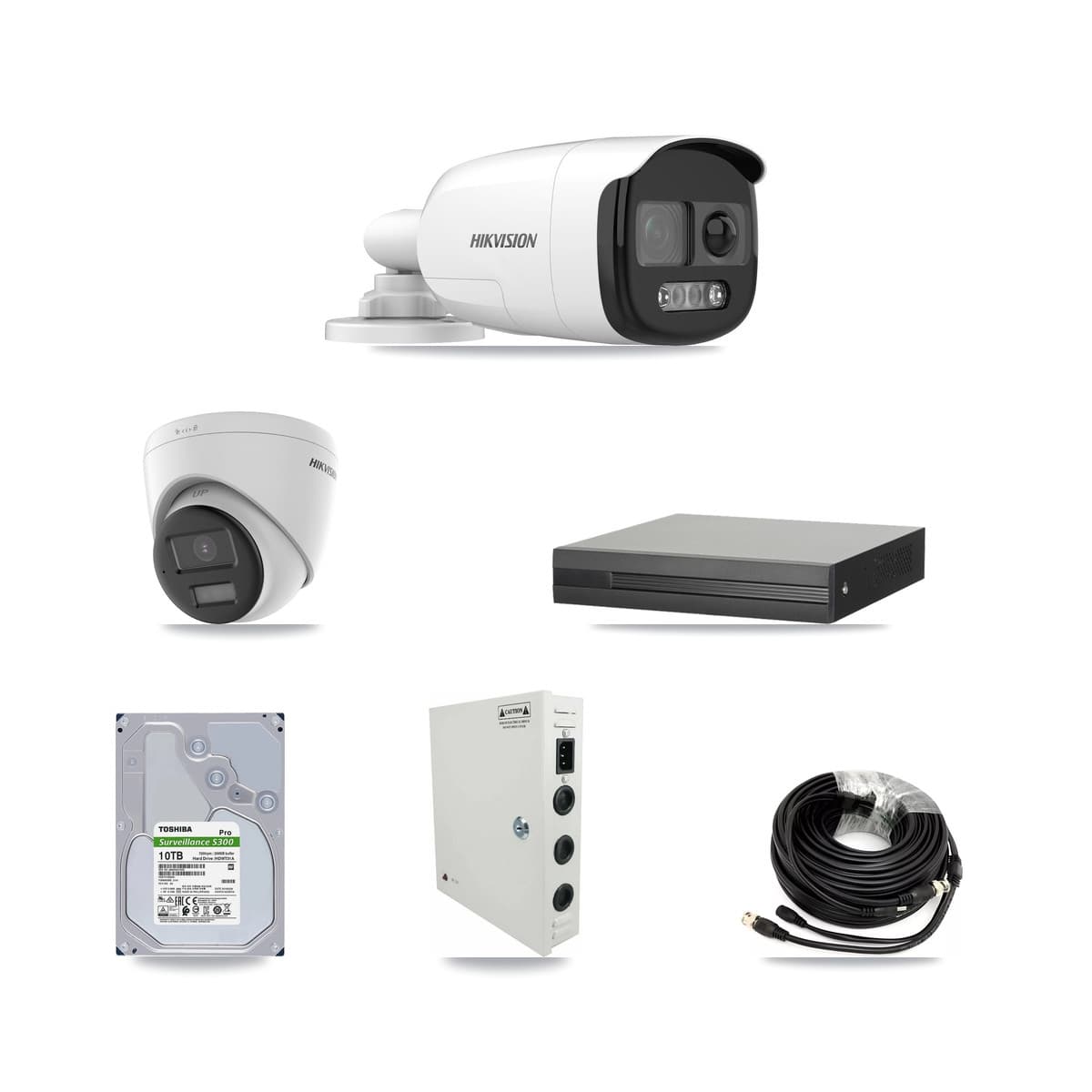 Hikvision 16-Channel 5MP CCTV Kit — 8 DS-2CE12KF3T-PIRXO Bullet + 4 DS-2CE78K0T-LPTS Turret Cameras + 10TB Recording (XVR-3116HS-5MP-LITE Recorder) - Image 1