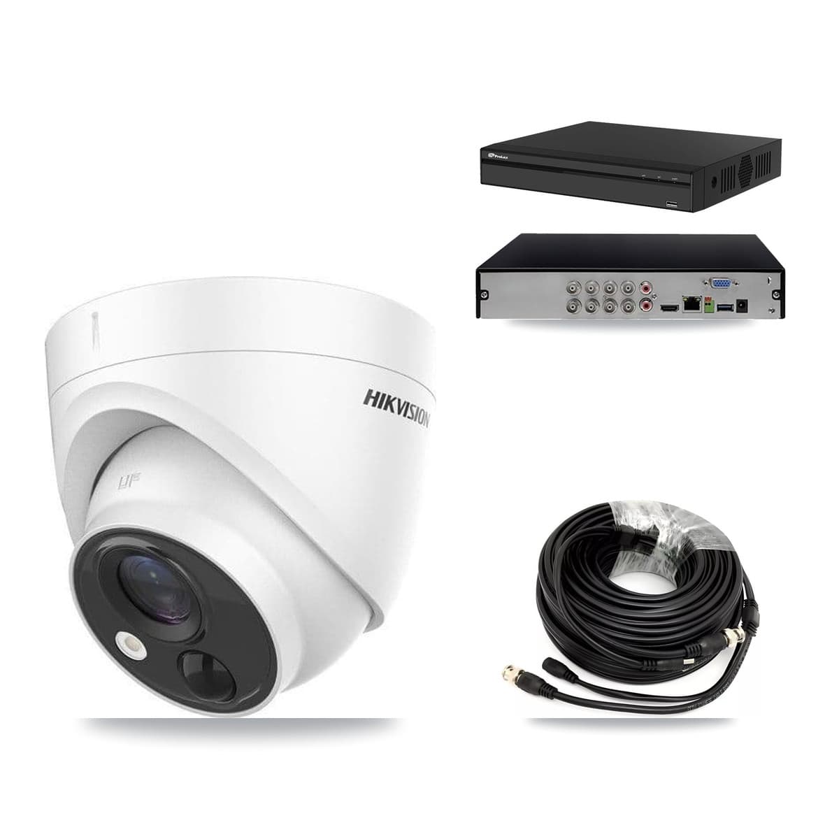 Hikvision & Prolux 8-Channel 5MP CCTV Kit — 6 DS-2CE71H0T Turret Cameras + 8TB Recording (PXD-5108HS Recorder) - Image 1