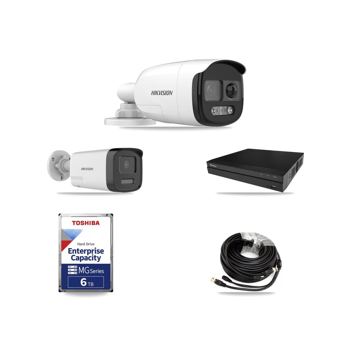 Hikvision & Prolux 8-Channel 5MP CCTV Kit — 3 DS-2CE12KF3T + 1 DS-2CE17K0T Bullet Cameras + 2× 6TB Recording - Image 1