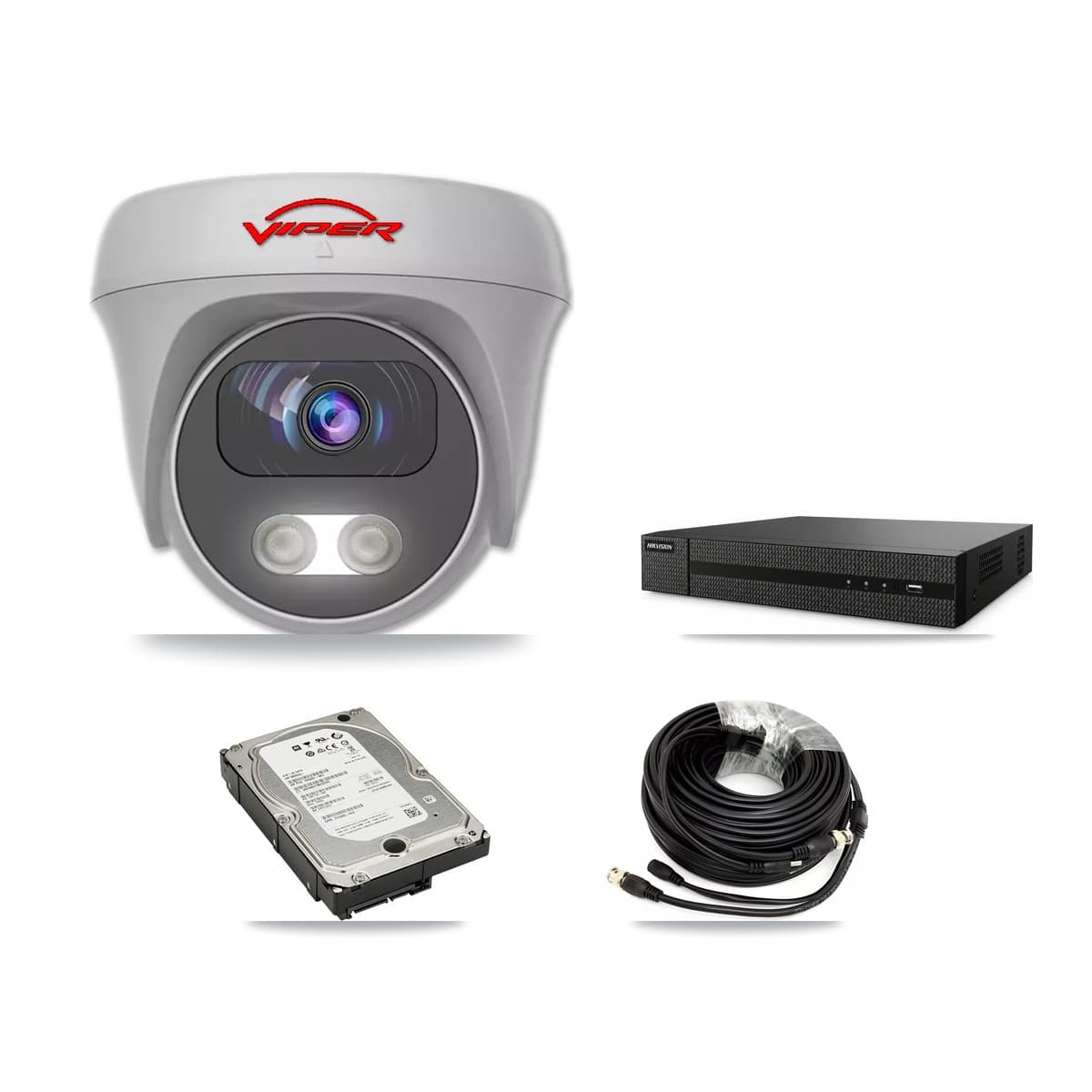 Viper 8-Channel 5MP CCTV Kit — 4 White Cameras + 5TB Recording (DVR-8CH Recorder) - Image 1