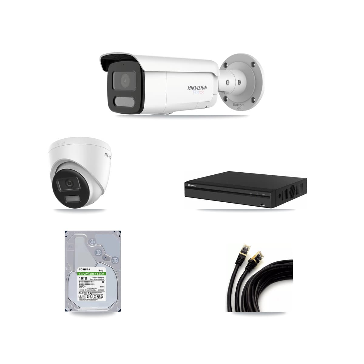 Hikvision & Prolux 4-Channel 4K CCTV Kit — 1 Turret + 3 Bullet Cameras + 10TB Recording - Image 1