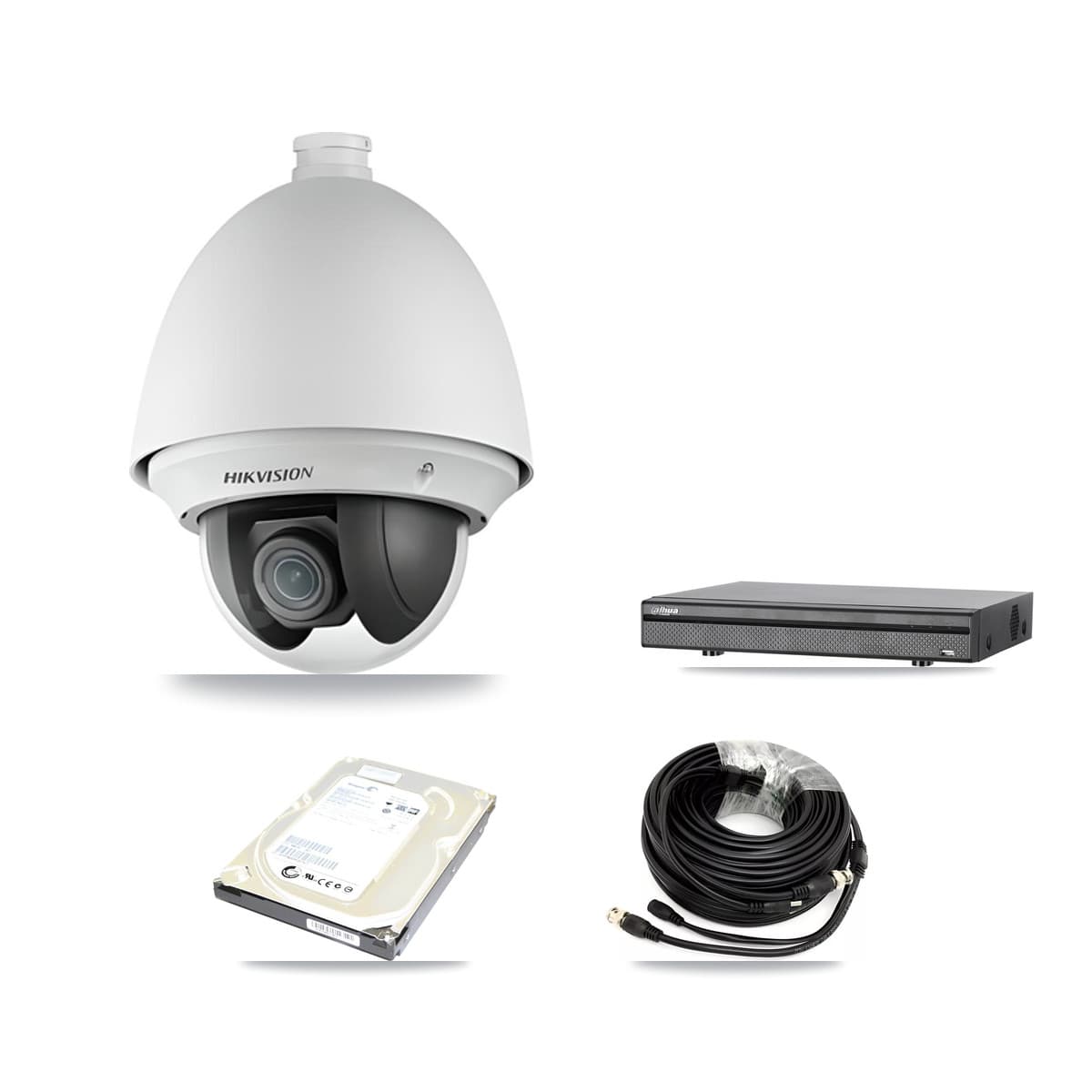 Hikvision & Dahua 8-Channel 2MP CCTV Kit — 1 DS-2AE4225T PTZ Camera + 500GB Recording (DH-XVR5108H Recorder) - Image 1