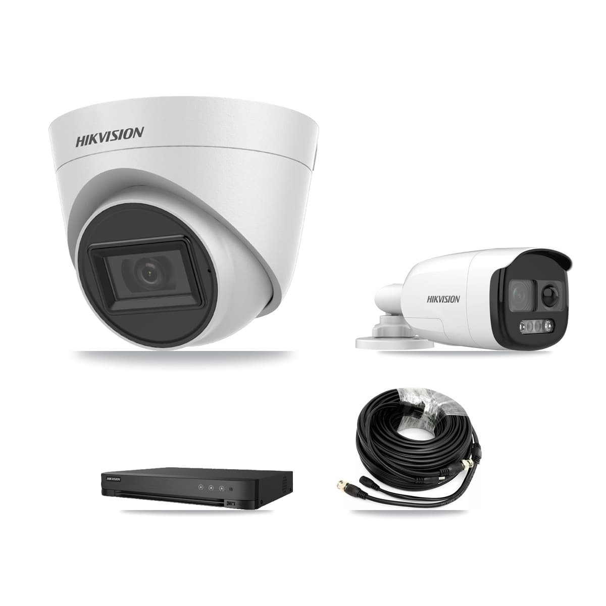 Hikvision 8-Channel 5MP CCTV Kit — 2 Bullet + 4 White Turret Cameras + 2TB Recording (IDS-7208HQHI Recorder) - Image 1