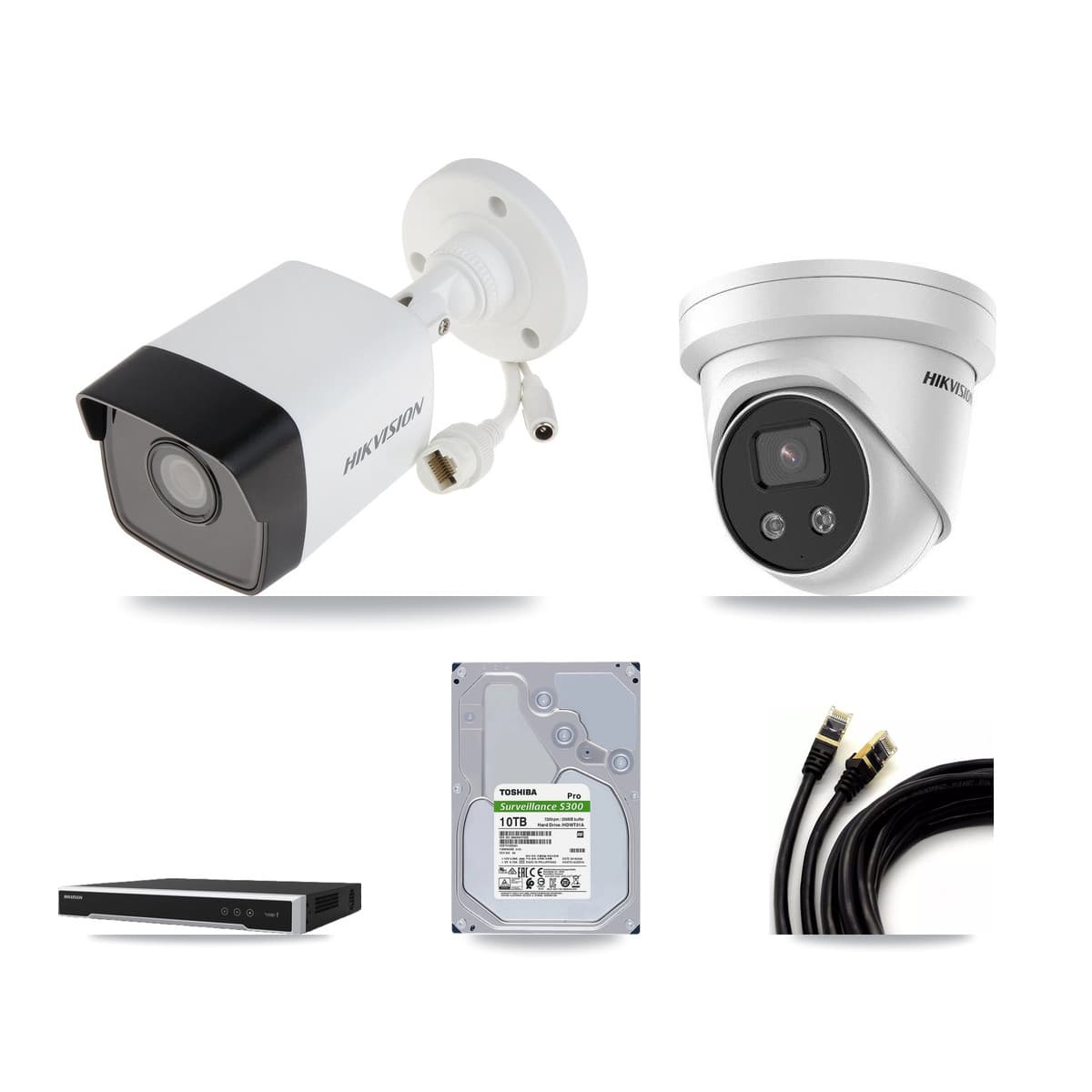 Hikvision 16-Channel 5MP CCTV Kit — 4 DS-2CD1053G0 Bullet + 4 DS-2CD3356G2 Turret Cameras + 10TB Recording - Image 1