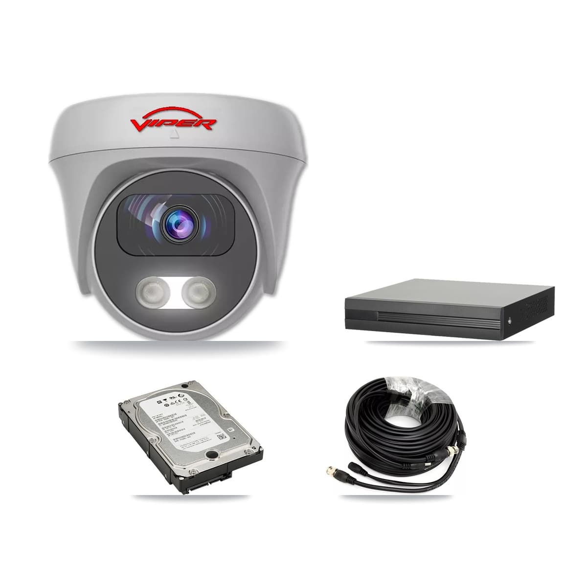 Viper 8-Channel 5MP CCTV Kit — 4 White Cameras + 5TB Recording (XVR-3108HS Recorder) - Image 1