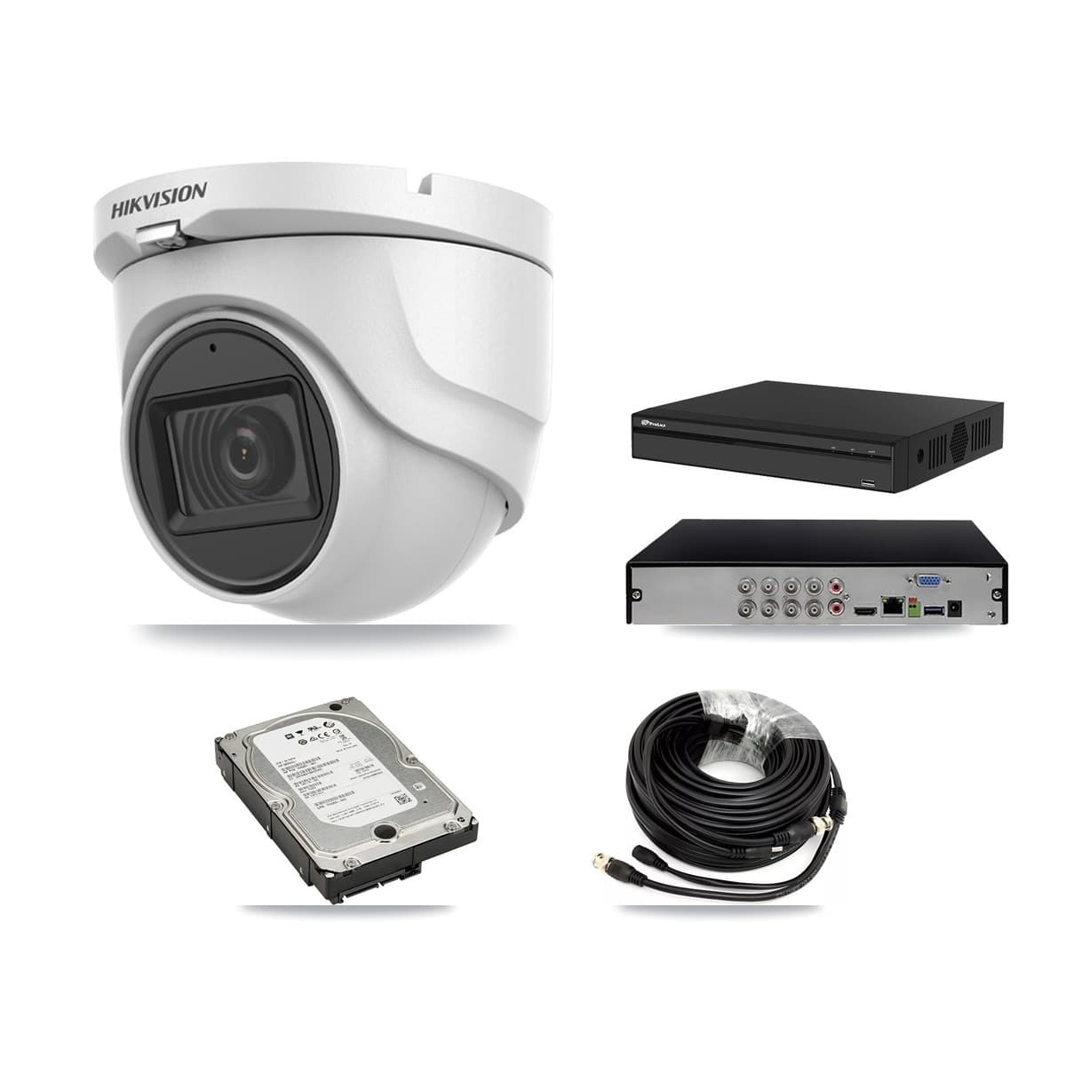 Hikvision & Prolux 8-Channel 5MP CCTV Kit — 4 DS-2CE76H0T Turret Cameras + 5TB Recording (PXD-5108HS Recorder) - Image 1