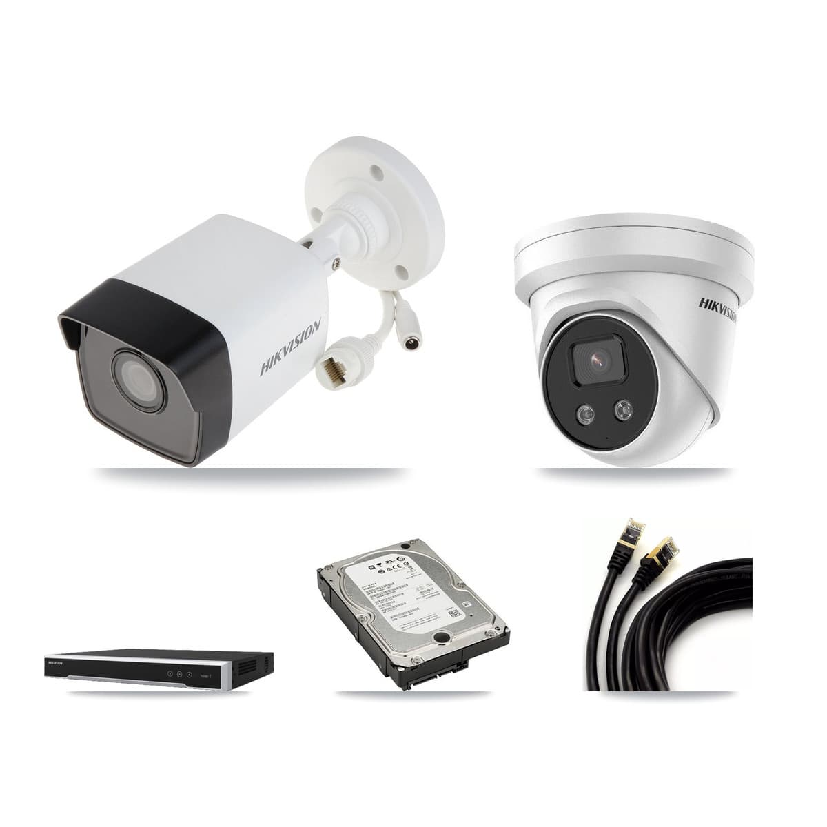 Hikvision 16-Channel 5MP CCTV Kit — 2 DS-2CD1053G0 Bullet + 2 DS-2CD3356G2 Turret Cameras + 5TB Recording - Image 1