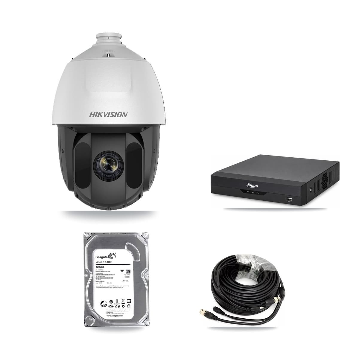 Hikvision & Dahua 4-Channel 2MP CCTV Kit — 2 DS-2AE5225TI PTZ Cameras + 1TB Recording - Image 1