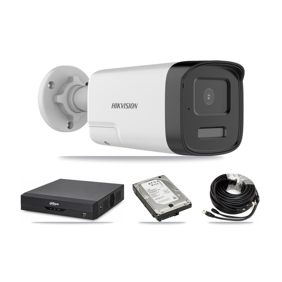Hikvision & Dahua 4-Channel 5MP CCTV Kit — 4 DS-2CE17K0T Bullet Cameras + 5TB Recording - Image 1