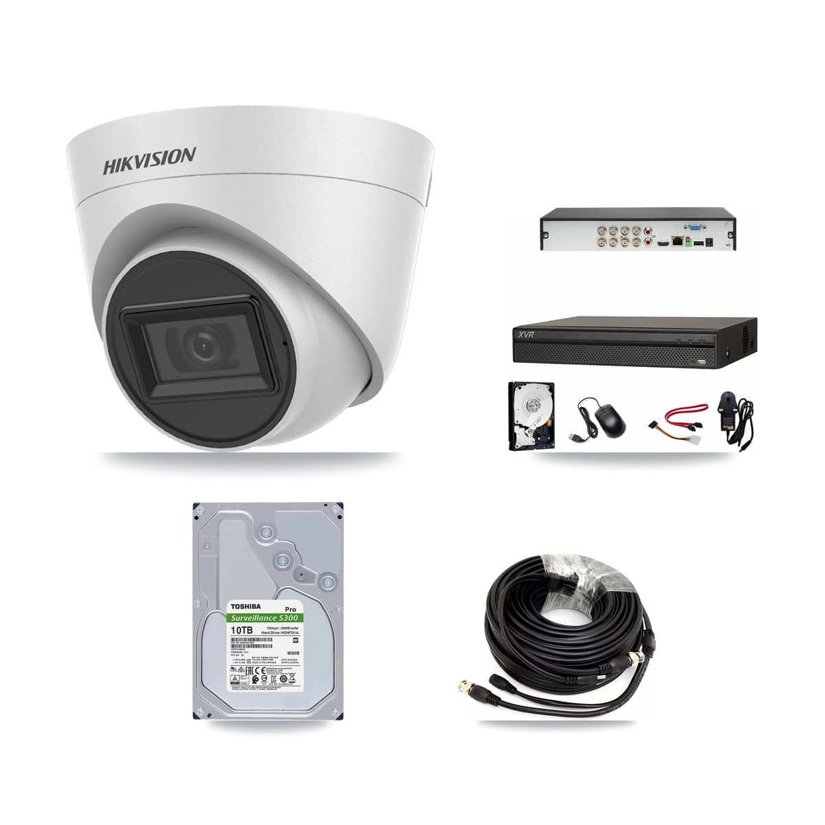 Hikvision & Dahua 8-Channel 5MP CCTV Kit — 6 White Turret Cameras + 10TB Recording - Image 1