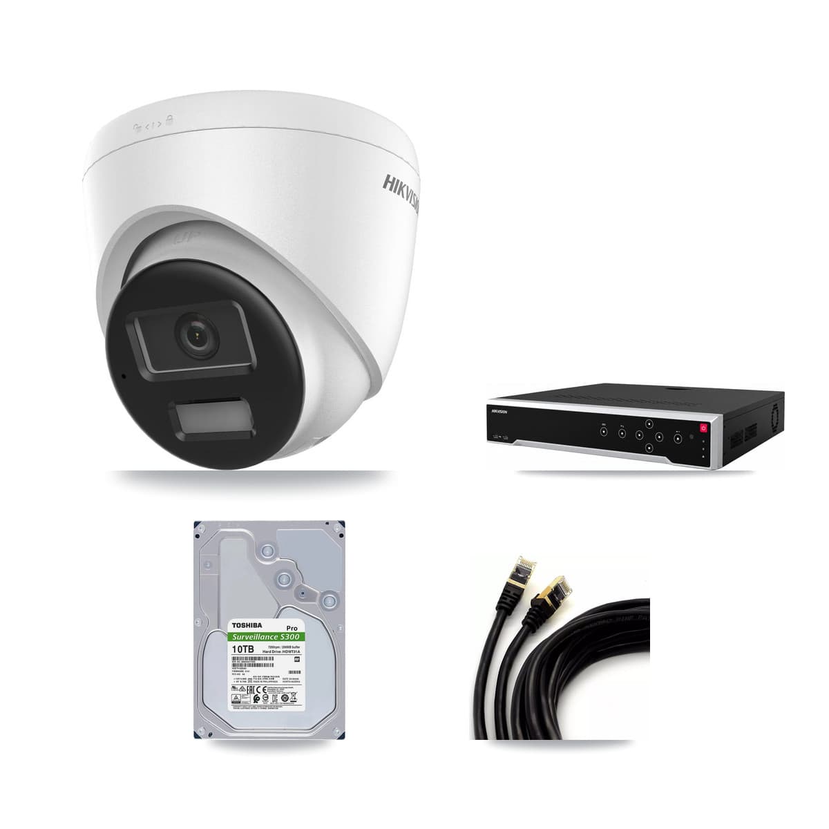 Hikvision 32-Channel 4K CCTV Kit — 16 DS-2CD1383G2-LIUF/SL Turret Cameras + 4× 10TB Recording (DS-7732NI-M4/24P Recorder) - Image 1