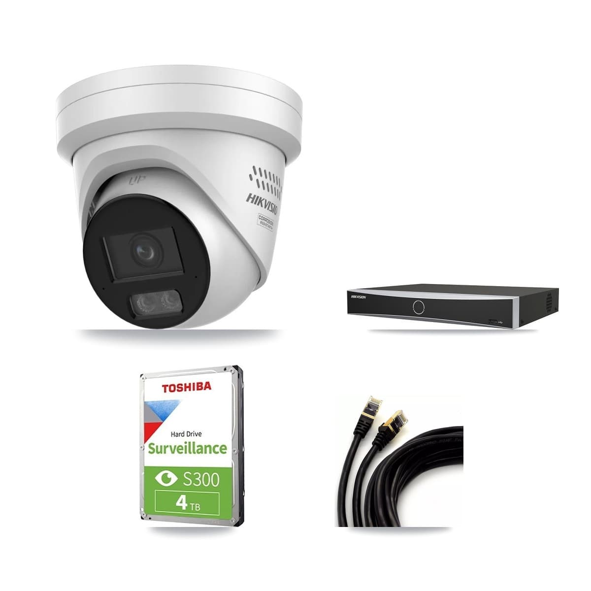 Hikvision 4-Channel 4MP CCTV Kit — 3 DS-2CD2347G3 Turret Cameras + 4TB Recording - Image 1