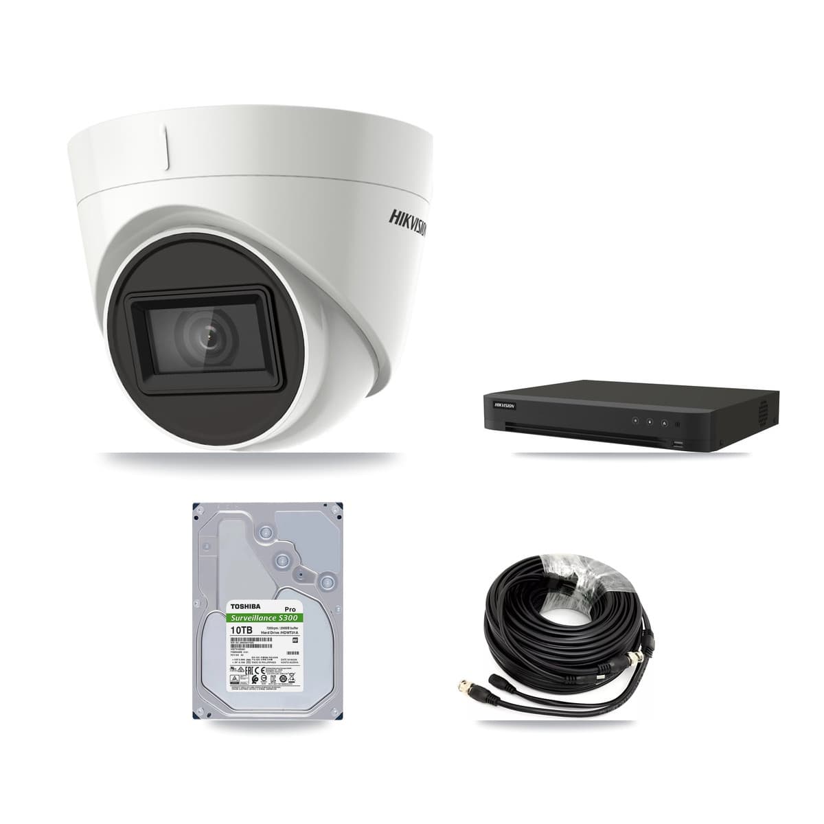 Hikvision 8-Channel 4K CCTV Kit — 7 DS-2CE78U1T-IT3F Turret Cameras + 10TB Recording (IDS-7208HUHI-M1/XT Recorder) - Image 1