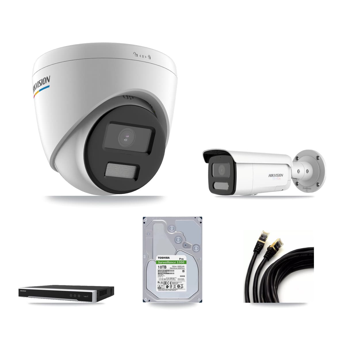 Hikvision 16-Channel 2MP – 4K CCTV Kit — 12 2MP Turret + 1 4K Bullet Cameras + 10TB Recording - Image 1