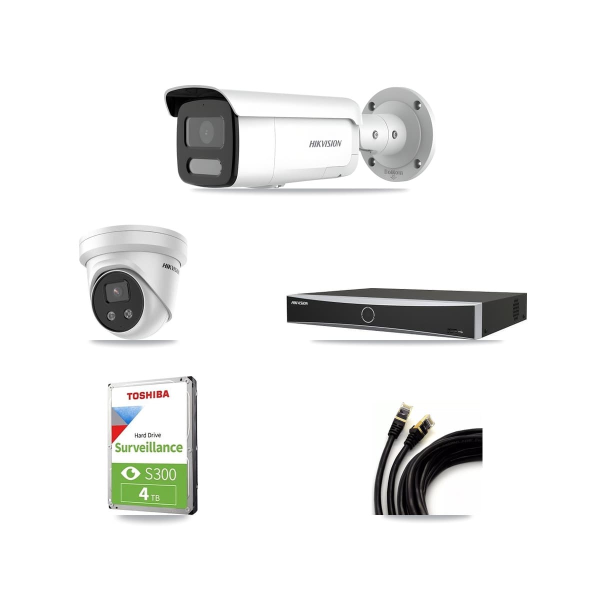 Hikvision 4-Channel 4MP – 5MP CCTV Kit — 2 4MP Bullet + 1 5MP Turret Cameras + 4TB Recording - Image 1