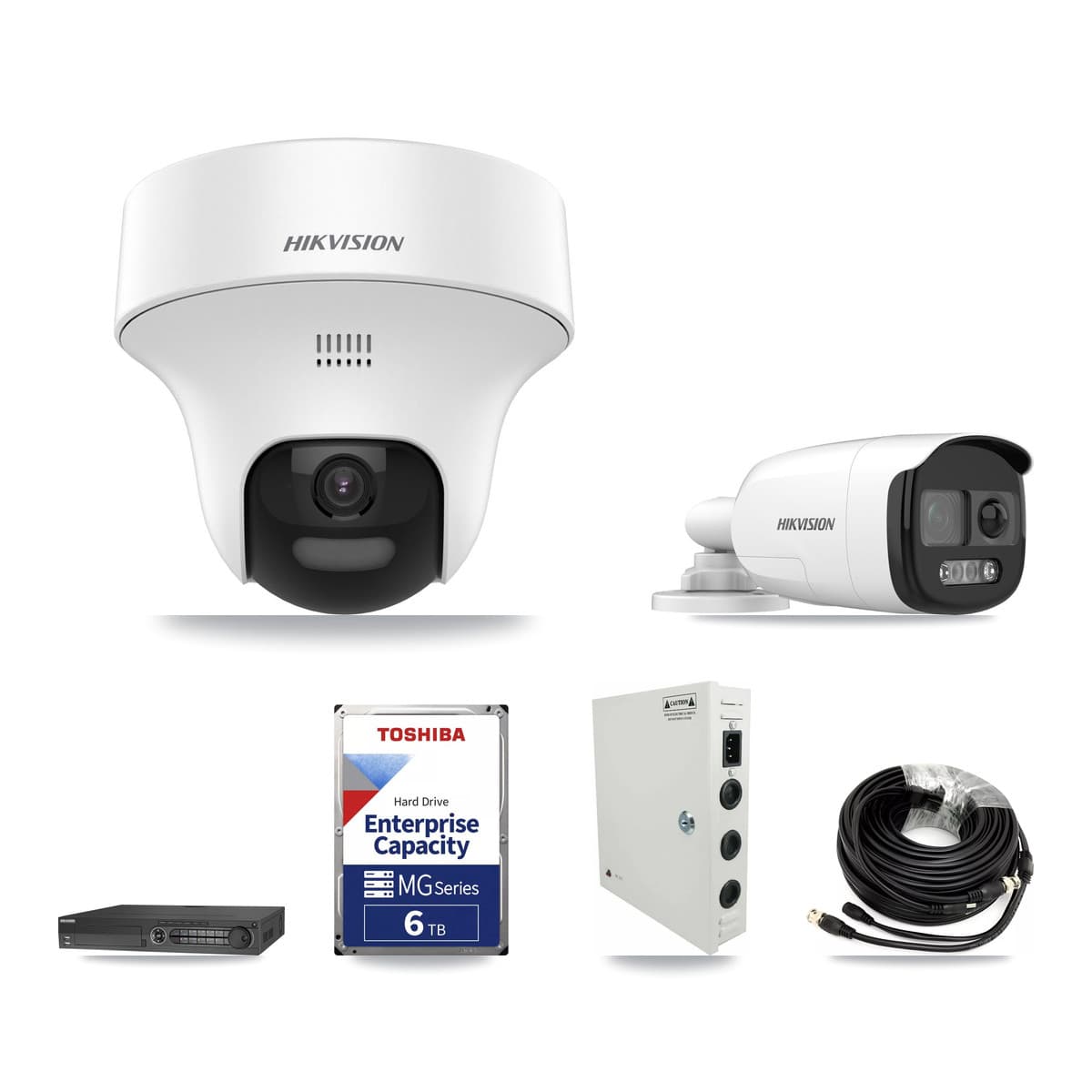 Hikvision 32-Channel 5MP CCTV Kit — 4 DS-2CE12KF3T Bullet + 10 DS-2CE70K0T Turret Cameras + 3× 6TB Recording (DS-7332HQHI Recorder) - Image 1