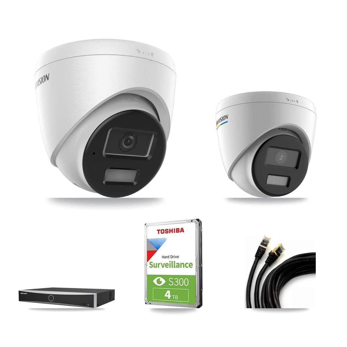 Hikvision 4-Channel 2MP – 4MP CCTV Kit — 1 2MP + 2 4MP Turret Cameras + 4TB Recording - Image 1