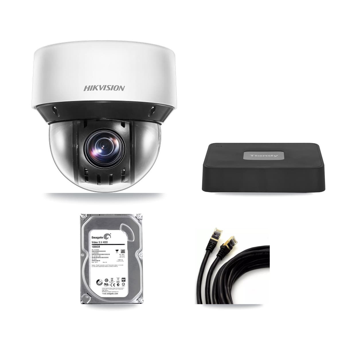 Hikvision & Tiandy 4-Channel 4MP CCTV Kit — 1 DS-2DE4A425IW PTZ Camera + 1TB Recording - Image 1