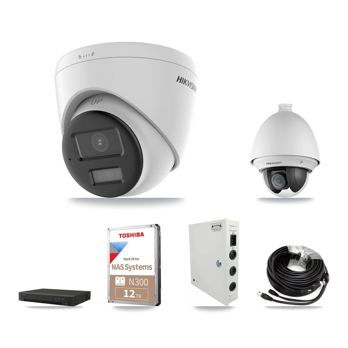 Hikvision 16-Channel 2MP – 5MP CCTV Kit — 1 DS-2AE4225T 2MP PTZ + 14 DS-2CE78K0T 5MP Turret Cameras + 12TB Recording - Image 1