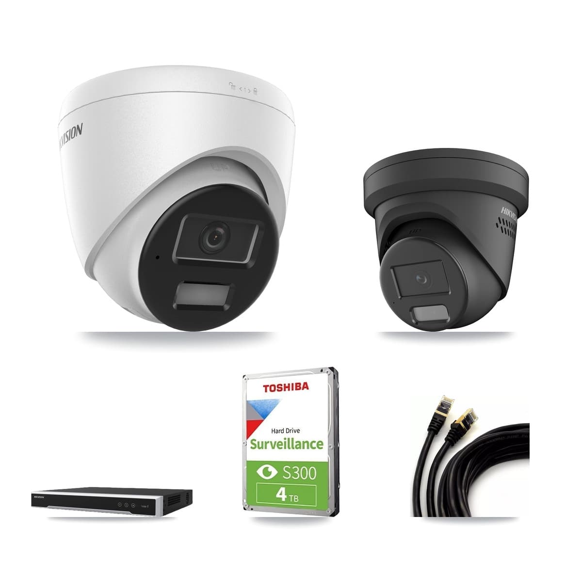 Hikvision 8-Channel 4MP CCTV Kit — 2 DS-2CD1343G2 + 1 DS-2CD2347G2 Turret Cameras + 4TB Recording - Image 1