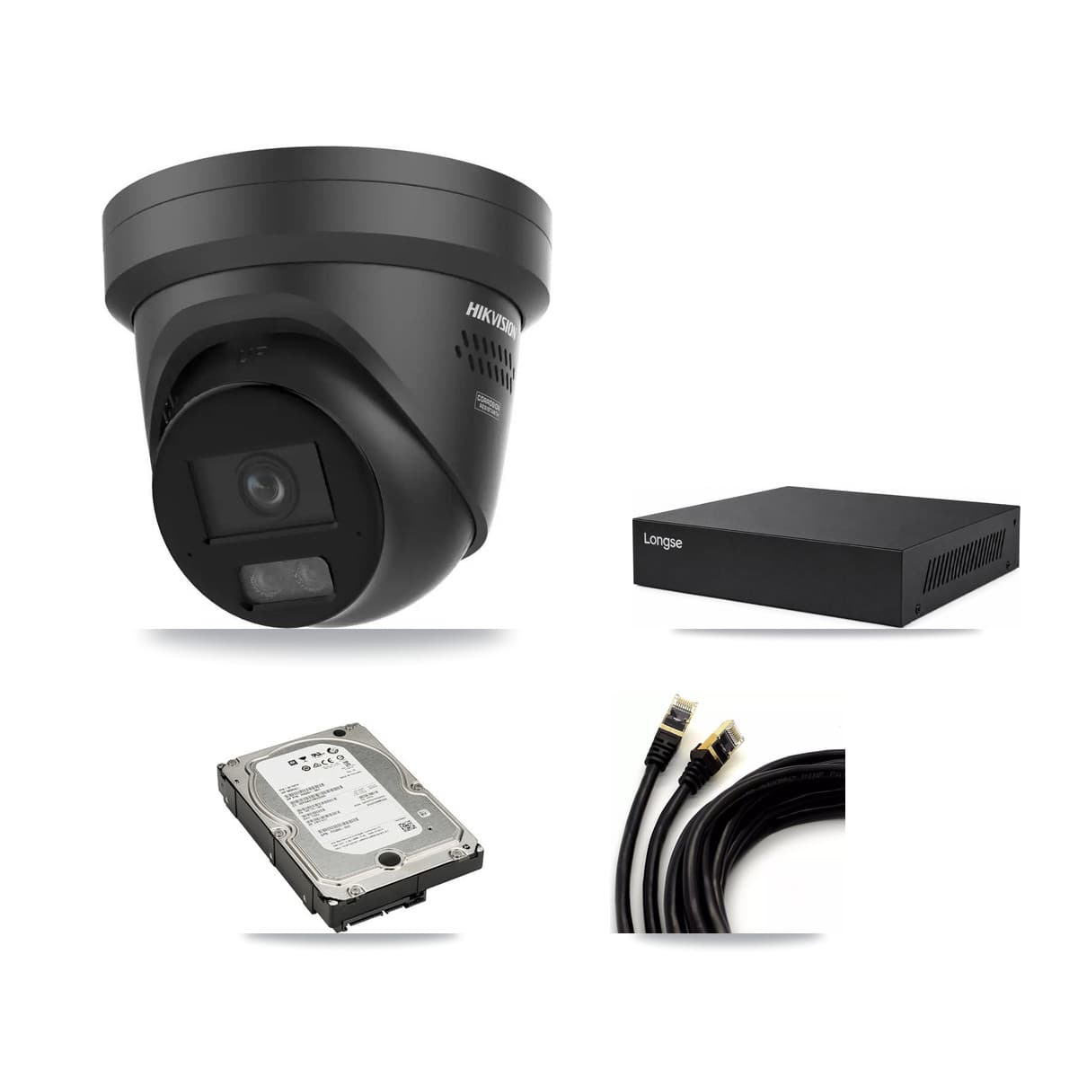 Hikvision & Longse 8-Channel 4K CCTV Kit — 2 Black Turret Cameras + 5TB Recording - Image 1