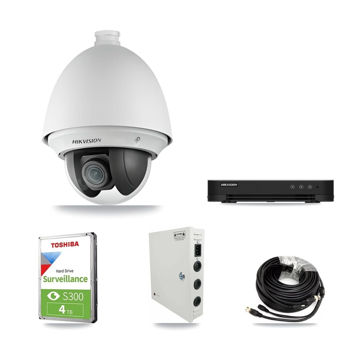 Hikvision 8-Channel 2MP CCTV Kit — 6 DS-2AE4225T PTZ Cameras + 4TB Recording (DS-7208HGHI Recorder) - Image 1